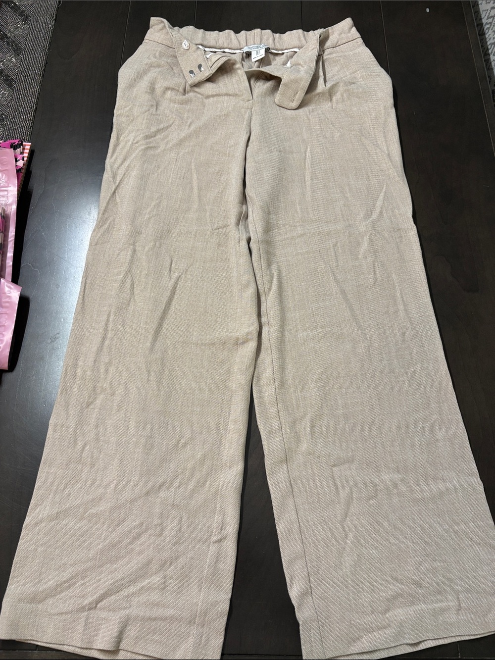 Rachel Zoe Neutral Beige Wide-Leg Linen-Blend Pants